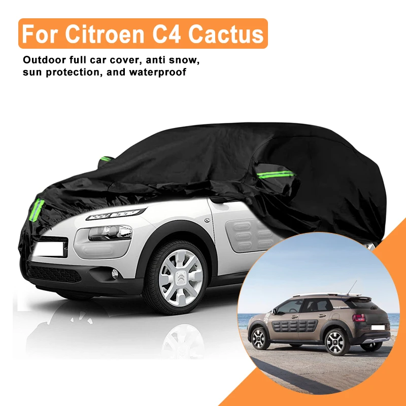 Full Car Cover For Citroen C4 Cactus All Weather Outdoor Snow Sun UV Dustproof with Reflective Strips Wind Straps