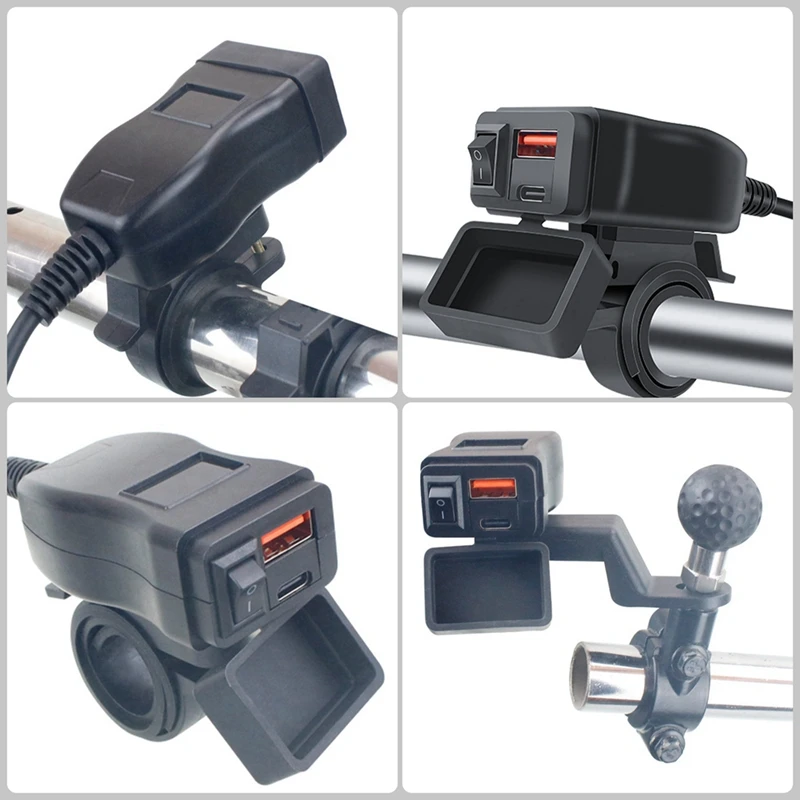 جديد-دراجة نارية Usb شاحن خلوي سريع مقاوم للماء نوع C ميناء موصل مقبس مع خلية المحمول الفولتميتر الشحن الرقمي