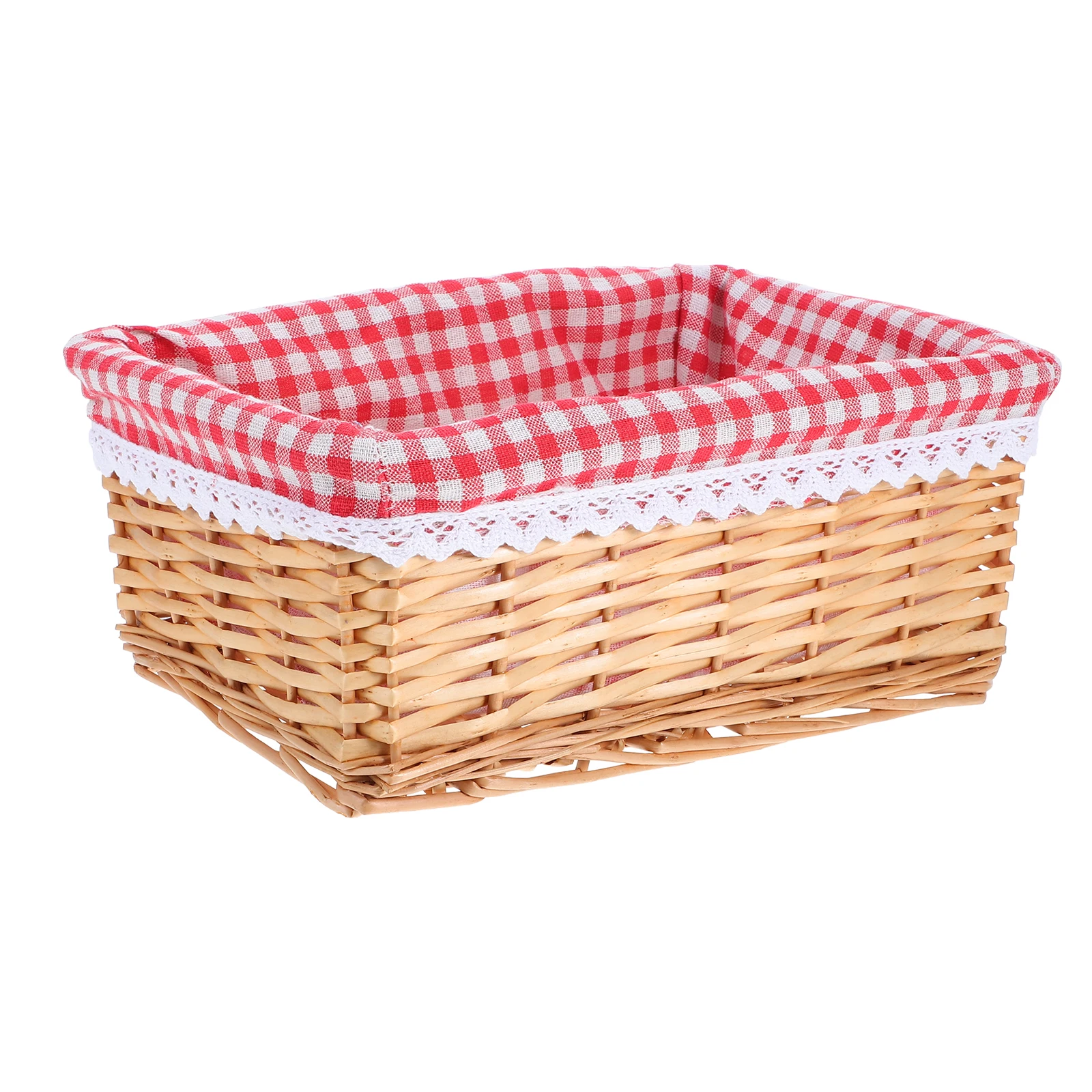 

Wicker Storage Basket Natural Rattan Hand-Woven Decorative Organizer for Bathroom Kitchen Living Room Small Rectangular Basket