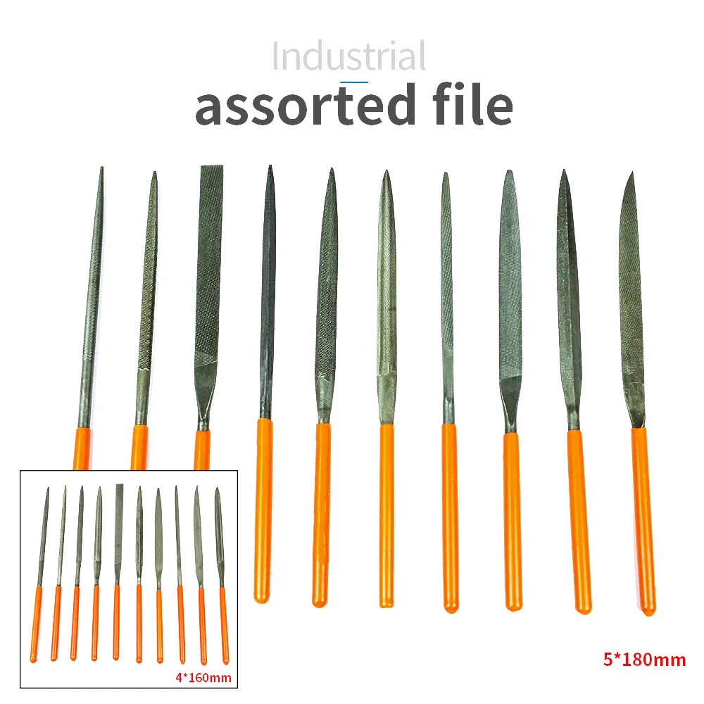 NINDEJIN 10pcs/set Needle File Set Steel 4*160mm 5*180mm File Set for Metal Wood Glass Stone