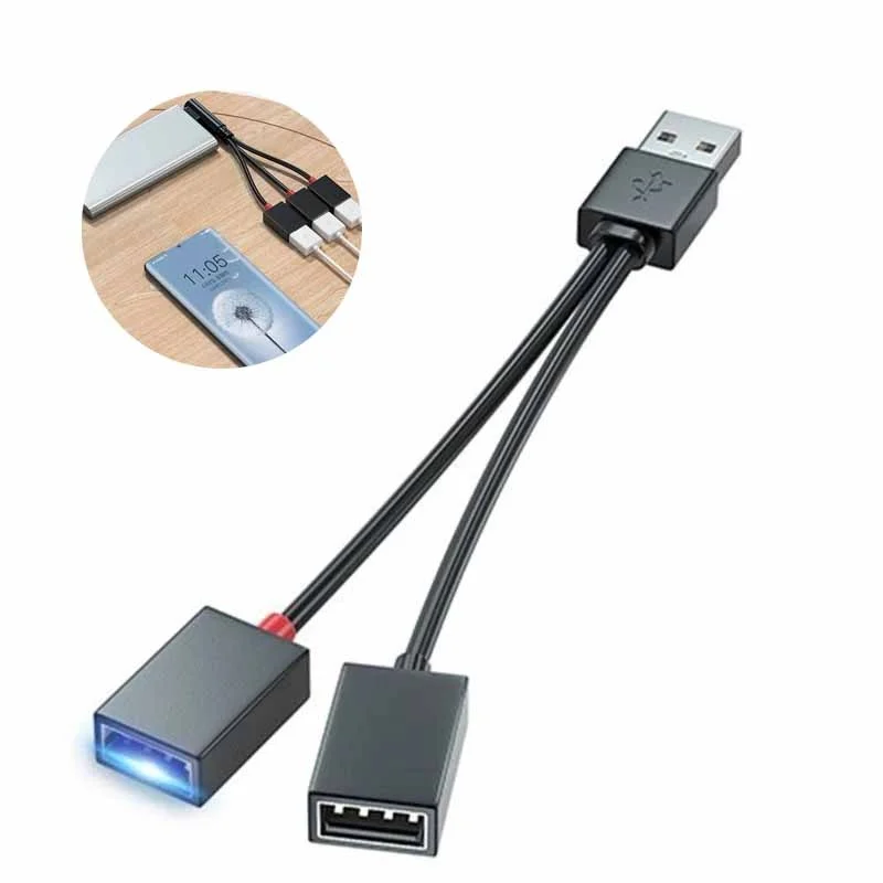 1 In 2 Out USB HUB Splitter Cable Multi Interface Expansion For Laptops MacBook Phone Tablet High Speed Transfer Car Office Data