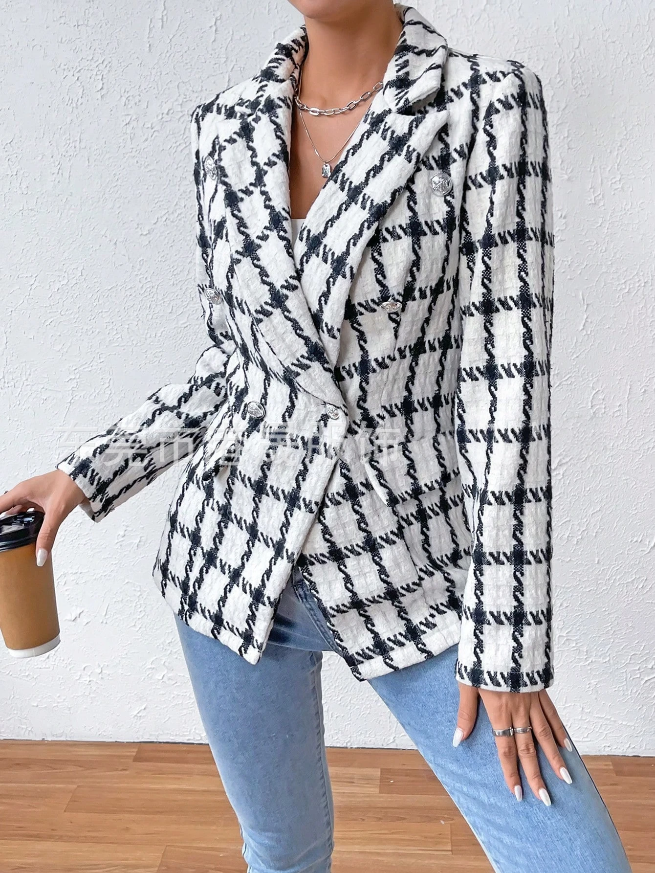 เสื้อสูทแขนยาวทรงตรงสไตล์ลำลอง ตัดเย็บพอดีตัว แฟชั่นเสื้อผ้าสตรี ไม่มีการตกแต่ง