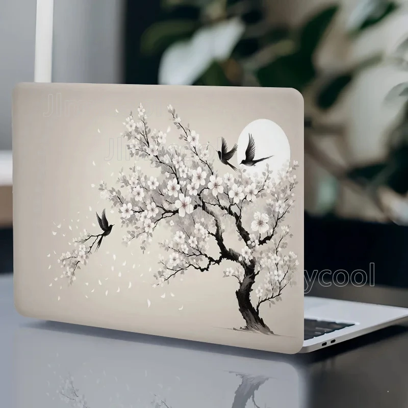 DIY Laptop Film, Floral Tree and Bird Design with Moon Waterproof Scratch Resistant
