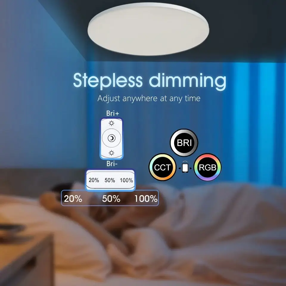 Imagem -05 - Luz de Teto Rgb Smart Home Painel Led Decoração Interior Controle Remoto Aplicação de Escurecimento Quarto Festa Quarto 36w 54w 220v