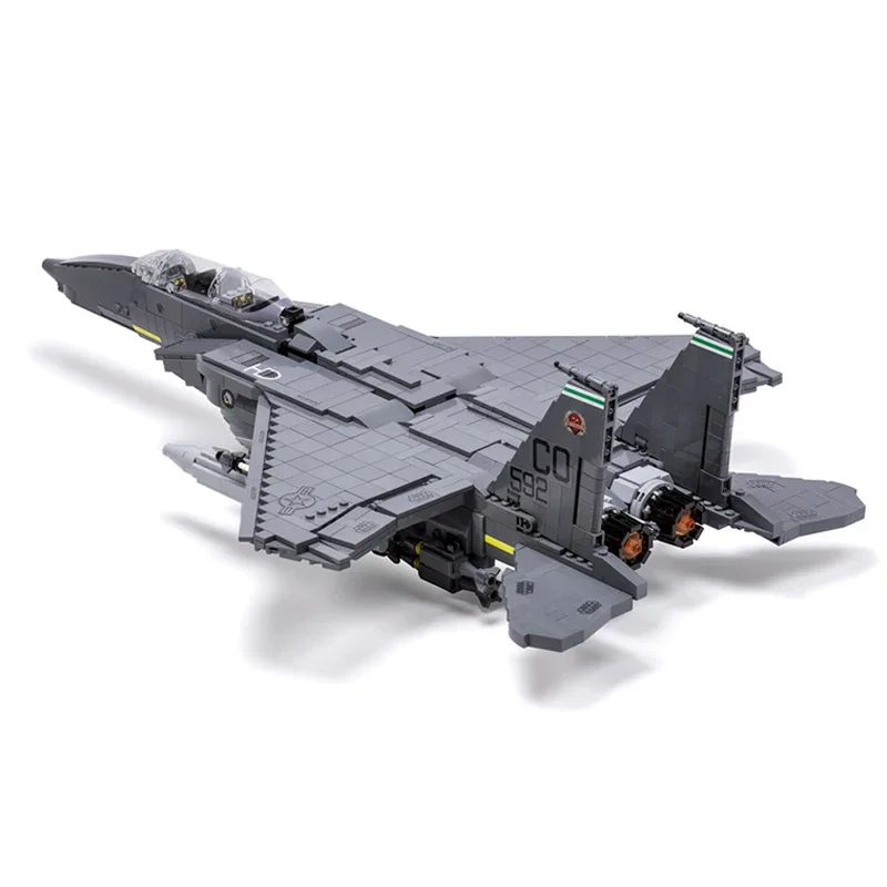 Military Aircraft Model Moc Building Bricks F-15E Strike Eagle Fighter Technology Blocks Gifts Christmas Toys DIY Sets Assembly