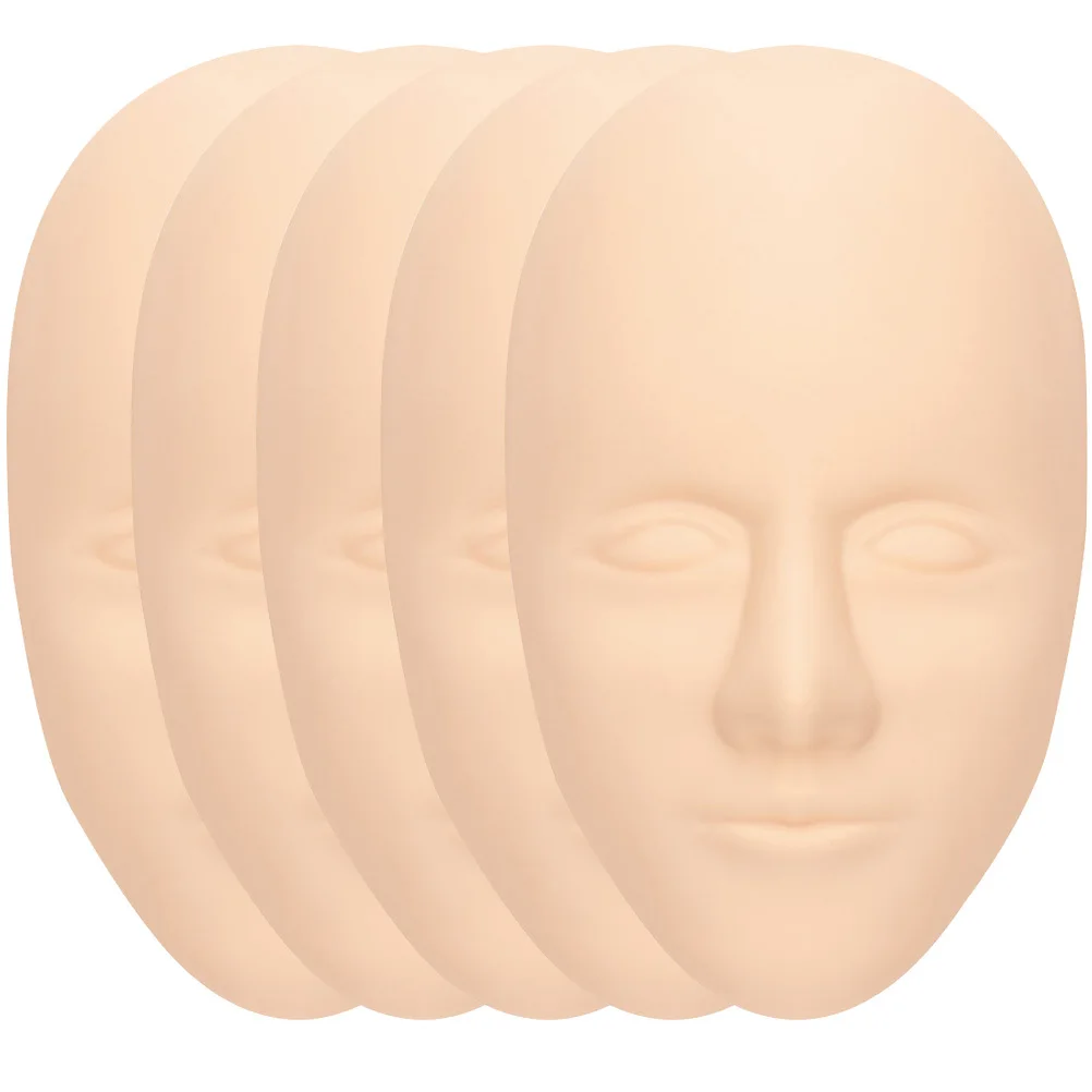 

5Pcs Artificial Skin Face for Tattoo Practice Realistic Fake Face Skin Training for Eyebrow Microblading Salon Use