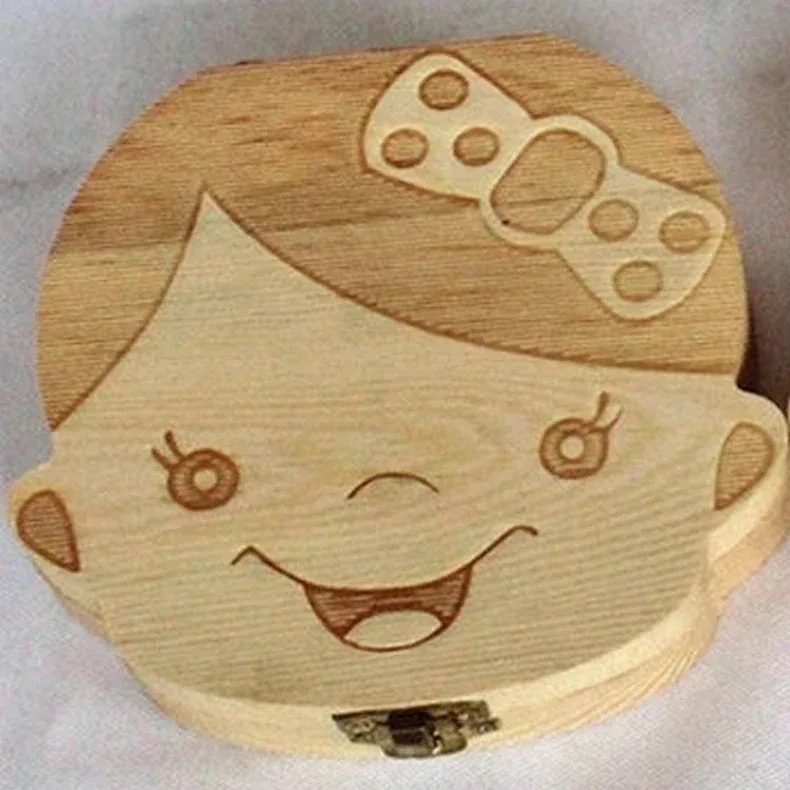 Baby Tooth Box Wooden Kids Keepsake Organizer Gift for Baby Teeth Cute Children Tooth Container To Keep The Childwood Memory