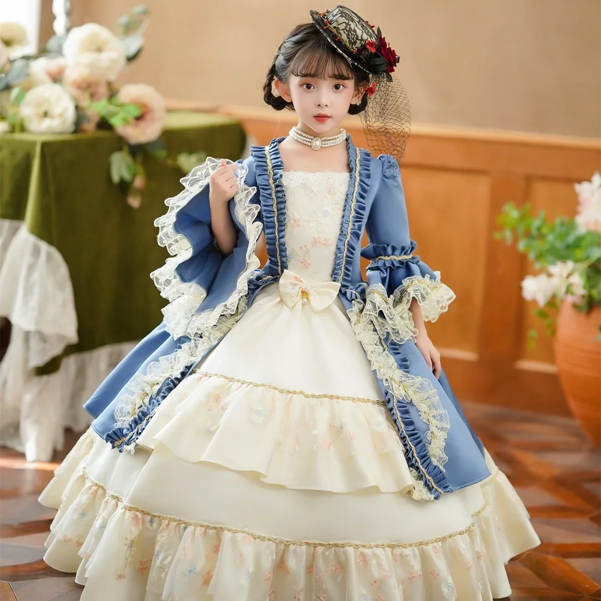 

GUXQD High End Medieval Court Baby Flower Girl Dresses Baroque Halloween Prom Birthday Party Gowns Princess