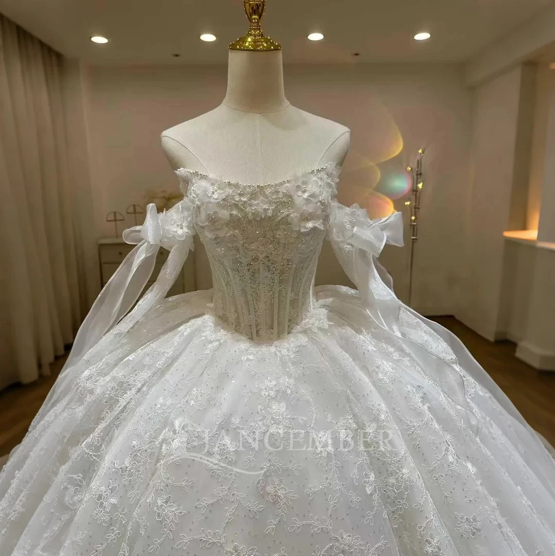 Personalizzato Nuovo Lusso Organza Abito da ballo da sposa Abito da sposa Lace Up Corte Grande strascico Plus Size Made Personalizzato فسات przvalle