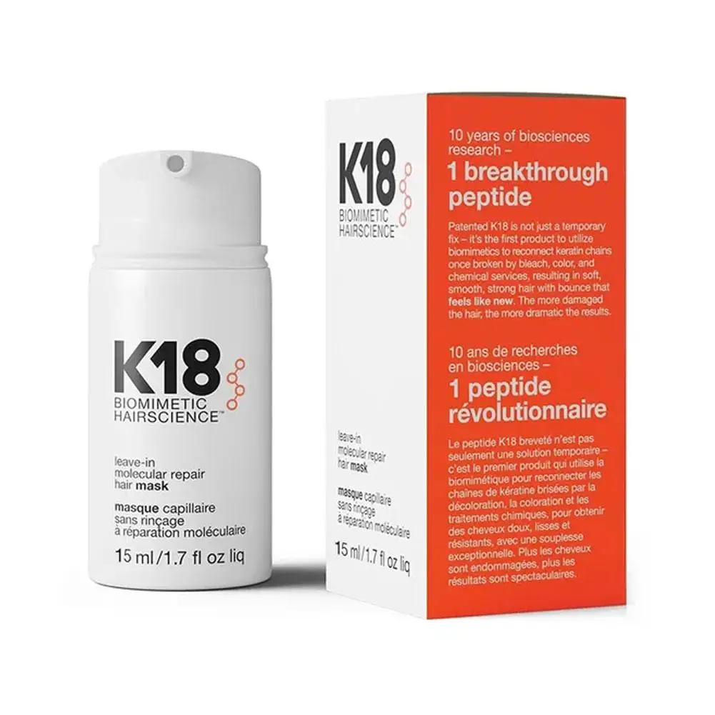 K18 Mascarilla Reparadora Molecular para el cabello, tratamiento de queratina de acondicionamiento profundo para cabello suave, restaurado y saludable, 15ml