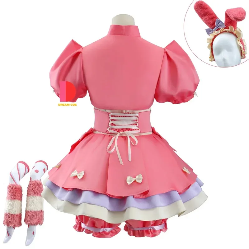 Identity V Lily Barrier Cosplay Cheerleader Costume Pink Dress Uniform Wig Anime Role Play Outfit for Women Halloween Party Live