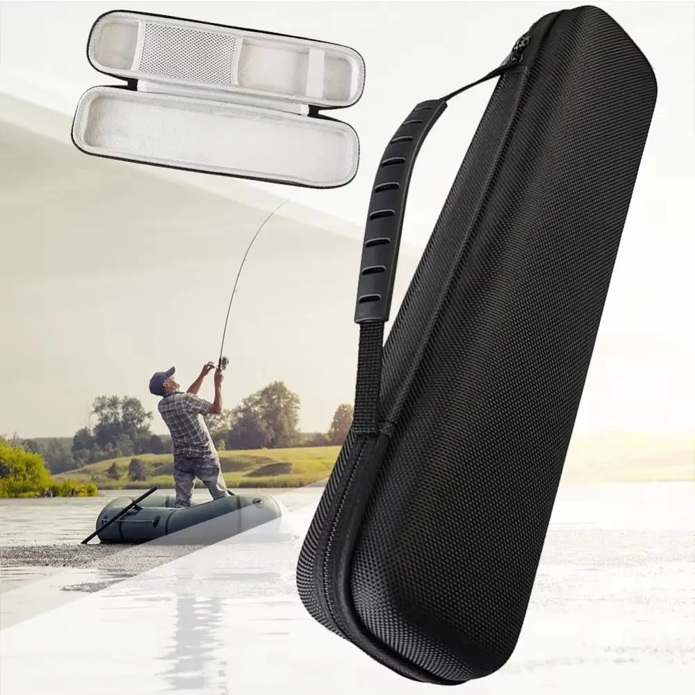 Hard Shell Fishing Tackle Bag Double Zipper Anti Shock Fishing Rod Bag Adjustable Black Carry Bag for Rod Outdoor Sports