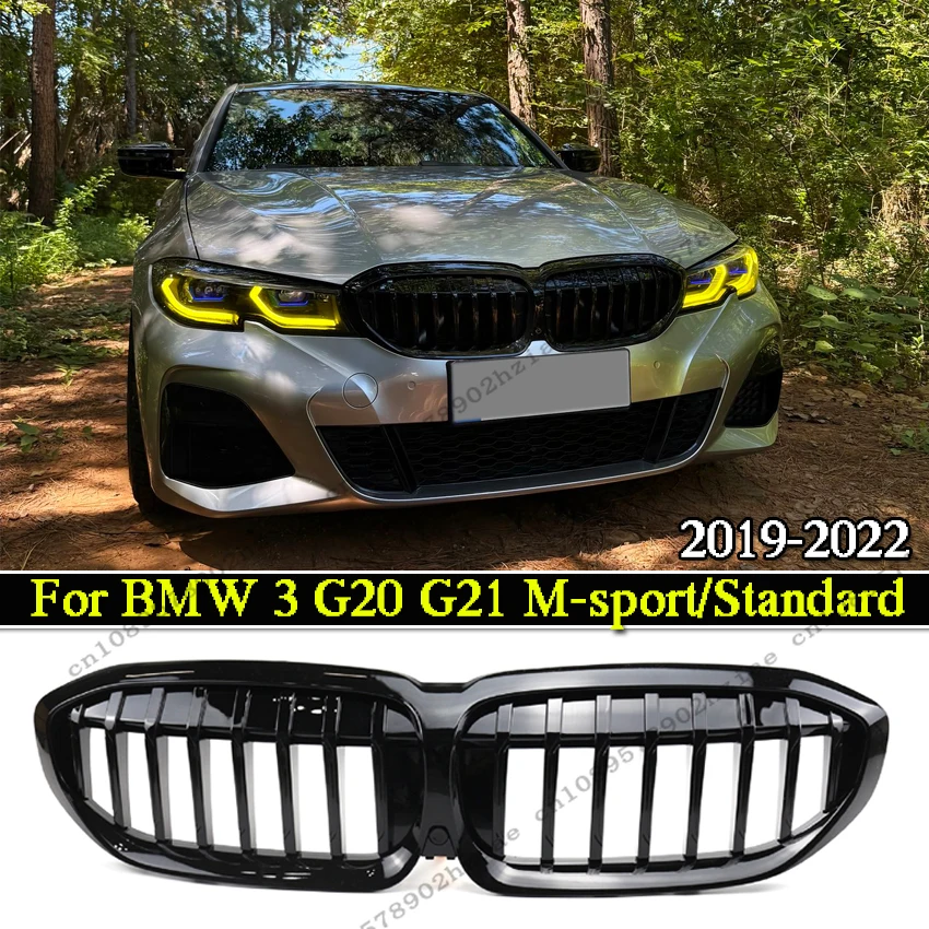 

Глянцевые черные передние гоночные решетки радиатора для BMW 3 серии G20 G21 318i 320i M340i M-sport/Standard 2019-2022, комплекты кузова, настройка
