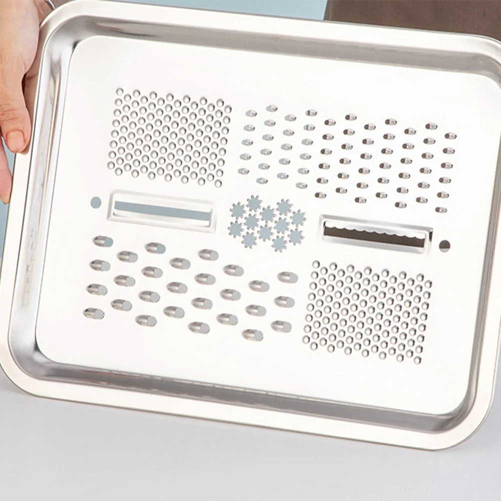 

3 pcs Stainless Steel Grater Plate Multi-Functional Chopping Drain Tray For Kitchen Vegetables Fruits Slicing Tool