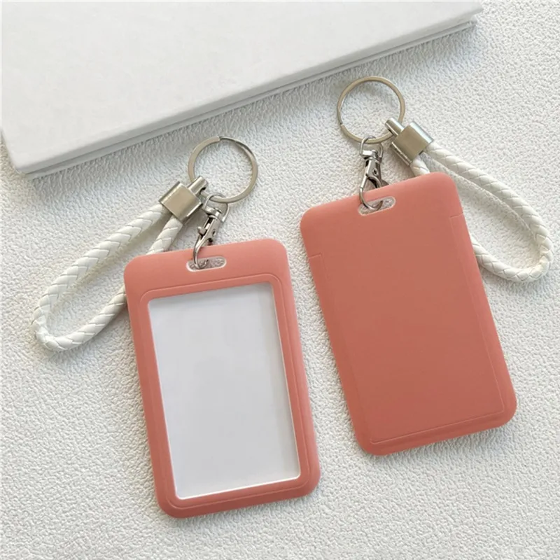 1Pc Bus ID Card Protective Cover Cases Student  Keyring Card Campus Access Door Credit Card Holder Bag Set Key Chain