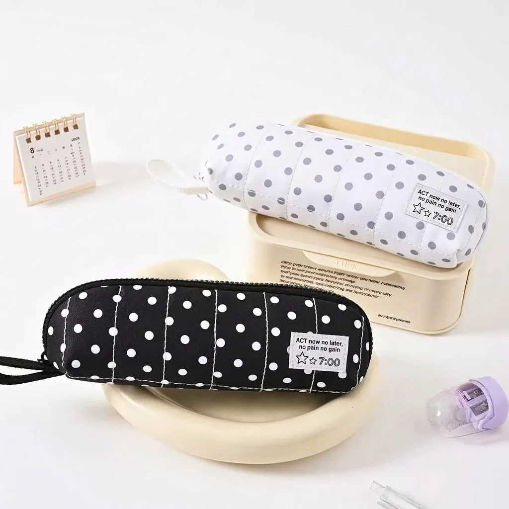 Korean Polka Dot Pen Case Student Desktop Multi-functional Storage Stationery Pen Bag Fashion Portable Pencil Case