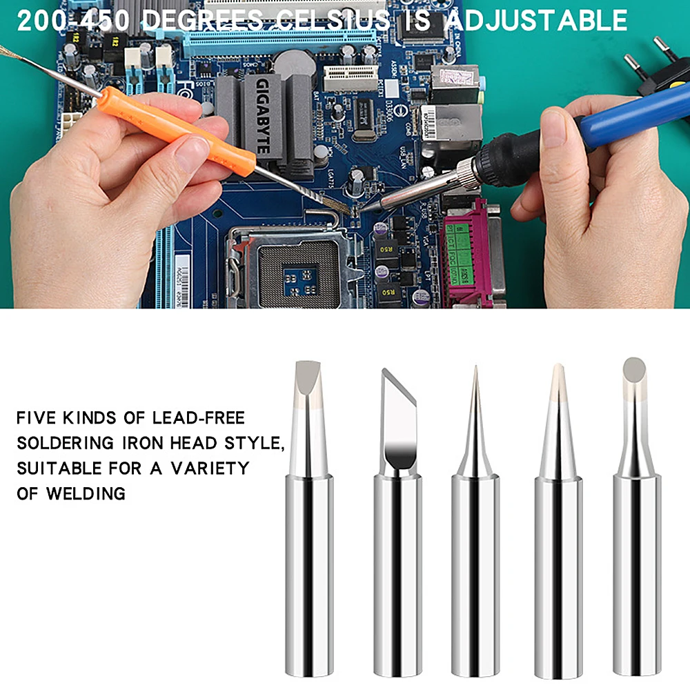 WENXING Full Set 60W 110V/220V Electric Soldering Iron Kit with Adjustable Temperature Welding Iron Electronic Repair Tool