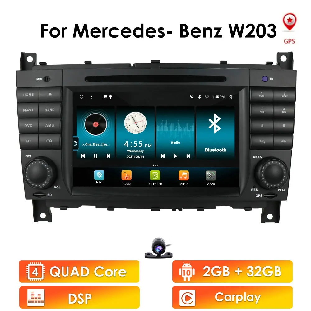 

Android 10 DSP Car Multimedia Autoradio DVD Player For Mercedes Benz C-Class CLC W203 C180 C200 CLK W209 Radio Navigation Stereo