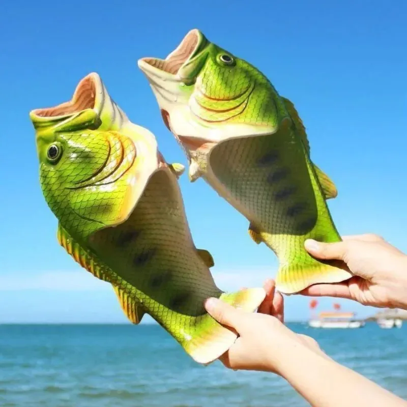 2024Funny Slippers Man Footwear Family Shoes Parent-child Sandals Plus Size 24-47 Summer Beach Shoes Boys Unisex Fish Slippers image 5