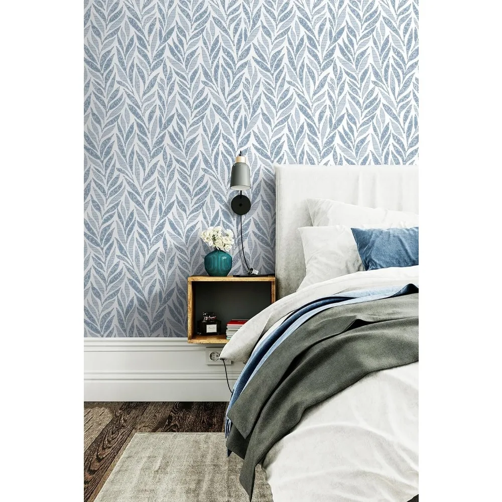 ورق جدران حديث قابل للتقشير واللصق باللون الأزرق البوهيمي للحمام والمطبخ، غطاء جدار لاصق، ورق اتصال أنيق، 787 × 17.3 بوصة