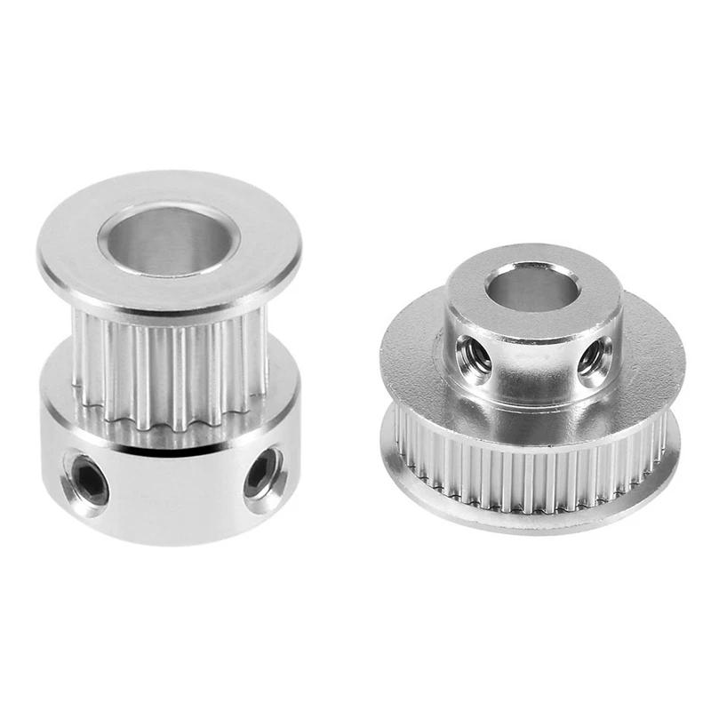 2Pcs Aluminum Gt2 Timing Belt Pulley Flange Synchronous Wheel For 3D Printer - 16 Teeth 6Mm Bore & 36 Teeth 8Mm Bore