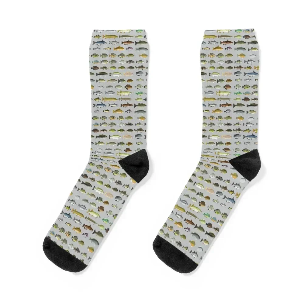 

North American Freshwater Fish Group Socks shoes cute anime snow Socks Woman Men's