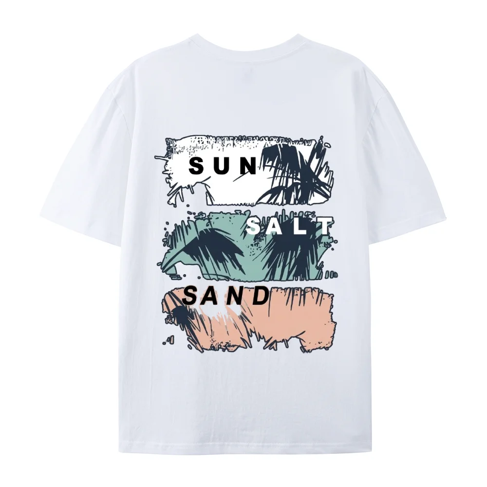 Sun Salt Sand T Shirt Women Palm Trees Beach Graphic Tees Cute Summer Vacation Tropical Cotton Oversized Short Sleeve Tops