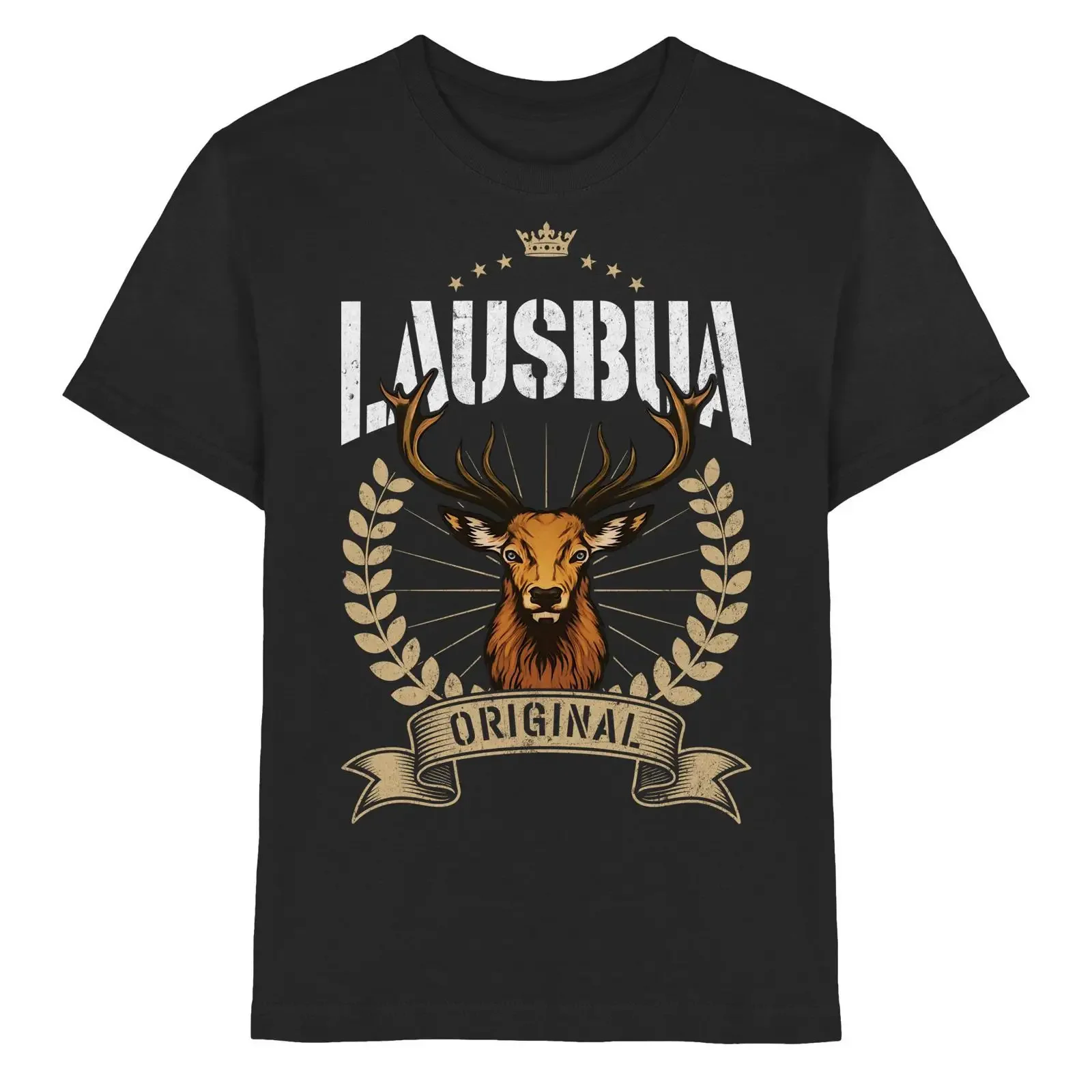 Lausbua Kids Boys T Shirt Bavarian Traditional Stag Deer Oktoberfest Folk Festival Casual For Little vintage Washed Stretched
