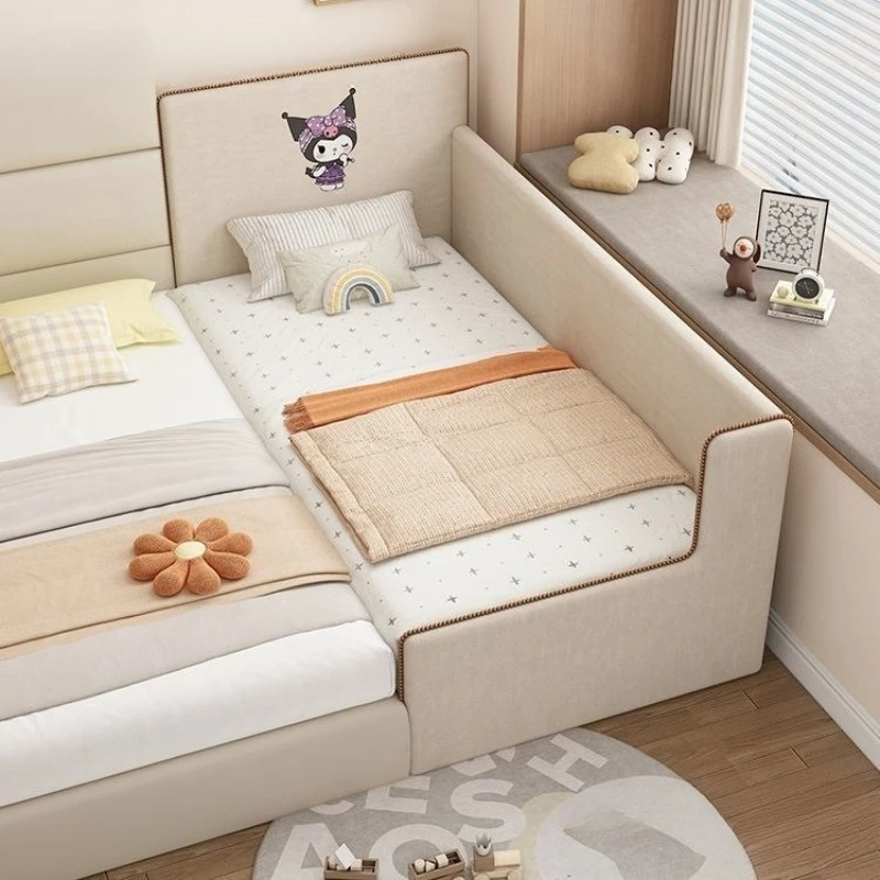 

Solid wood children's splicing bed Wide bedside small bed with guardrail Boys and girls crib