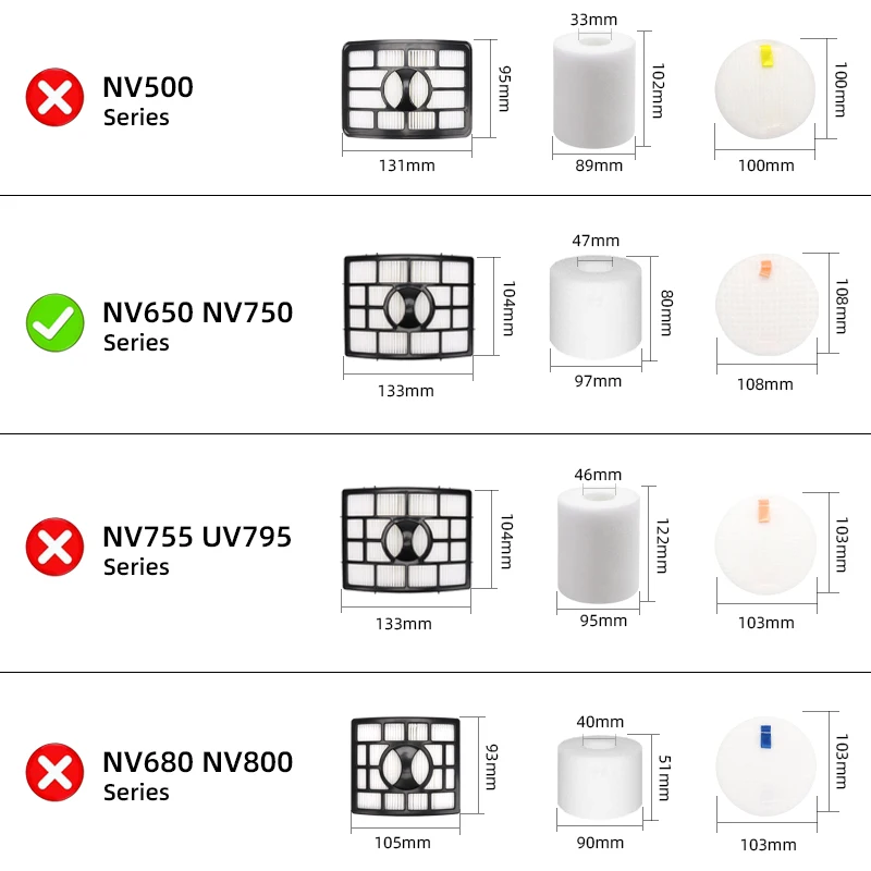 Nv752 Filter Compatible With For Shark Nv650 Nv750 Series Shark Rotator Powered Lift-Away Nv650, Nv650w, Nv651, Nv652, Nv750