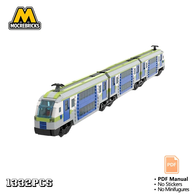 MOC Modern Regional Passenger Train Building Blocks City Commuter Railway Locomotive Coach Model Train Track Toy Adult Gift