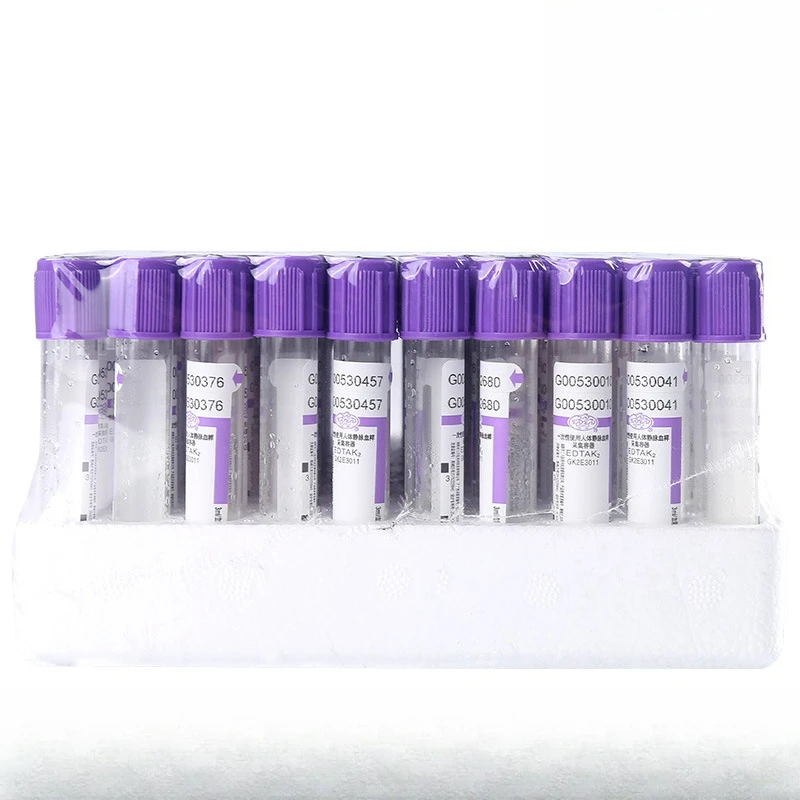 Disposable Vacuum Blood Collection Purple Tube Negative Pressure Blood Routine Anticoagulant Tube 2ml 5ml 10ml PET Tube 100PCS