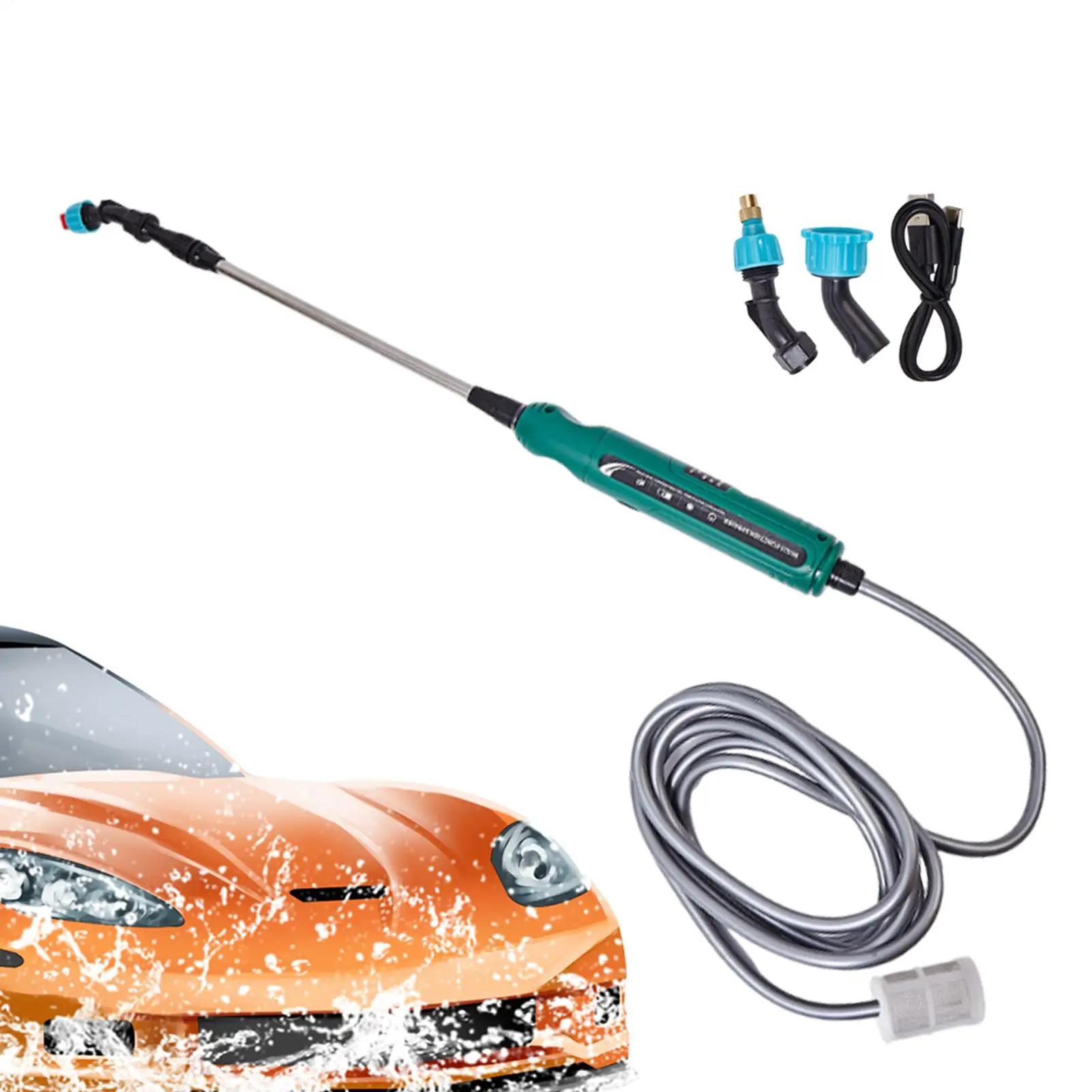 Rechargeable Electric Spray Retractable Adjustable 2000mAh Spray Electric Sprayer 3 Spray Nozzles Electric Watering Wand