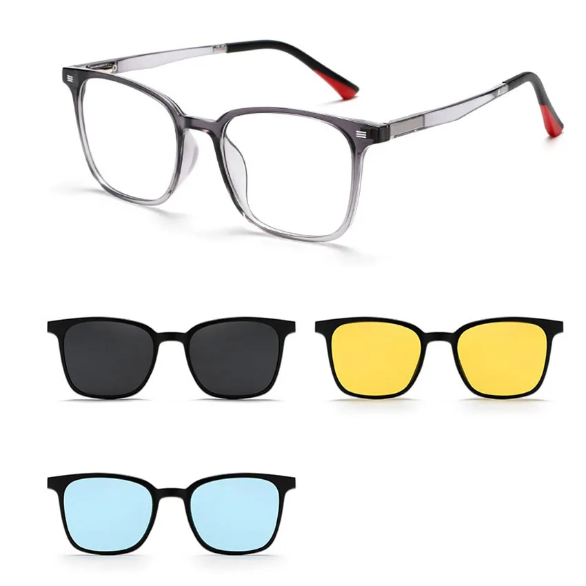 ELECCION moda TR90 gafas polarizadas magnéticas con Clip gafas graduadas ópticas cuadradas montura para hombres y mujeres 6201