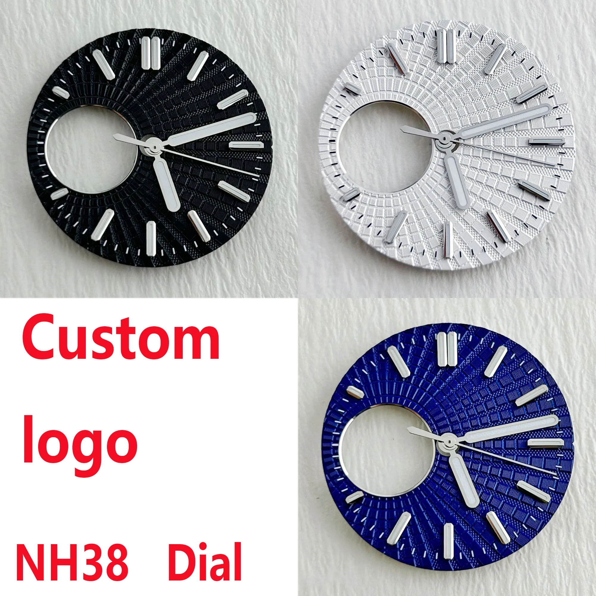 หน้าปัดนาฬิกา NH38 ขนาด 28.5 มม. หน้าปัดโลโก้แบบกำหนดเอง หน้าปัดแบบโปร่งแสง หน้าปัดเรืองแสงสีเขียว ใช้ได้กับกลไกนาฬิกา NH38 อุปกรณ์เสริมนาฬิกา