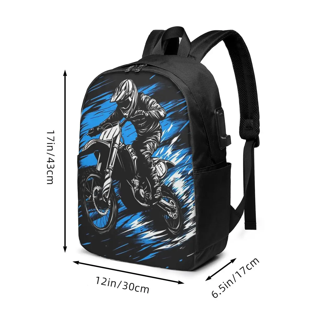 A Motorcycle Rider Graffiti Art Backpack Travel Notebook Bag Computer College Student School Bag Laptop Shoulder Bags Men Women