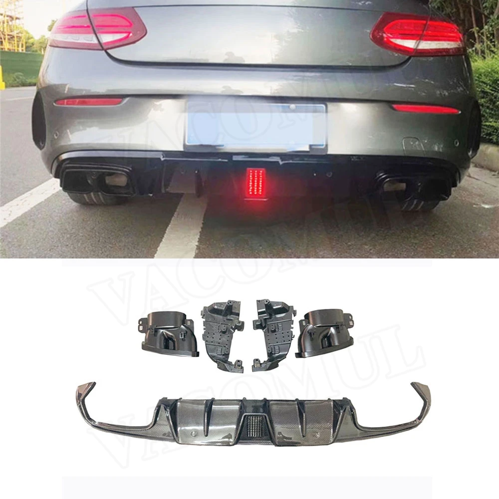 

VACOMUL Carbon Fiber Car Rear Bumper Diffuser Lip with Exhaust for Mercedes Benz C Class C205 C63 AMG Coupe 2 Door 2015-2019 FRP