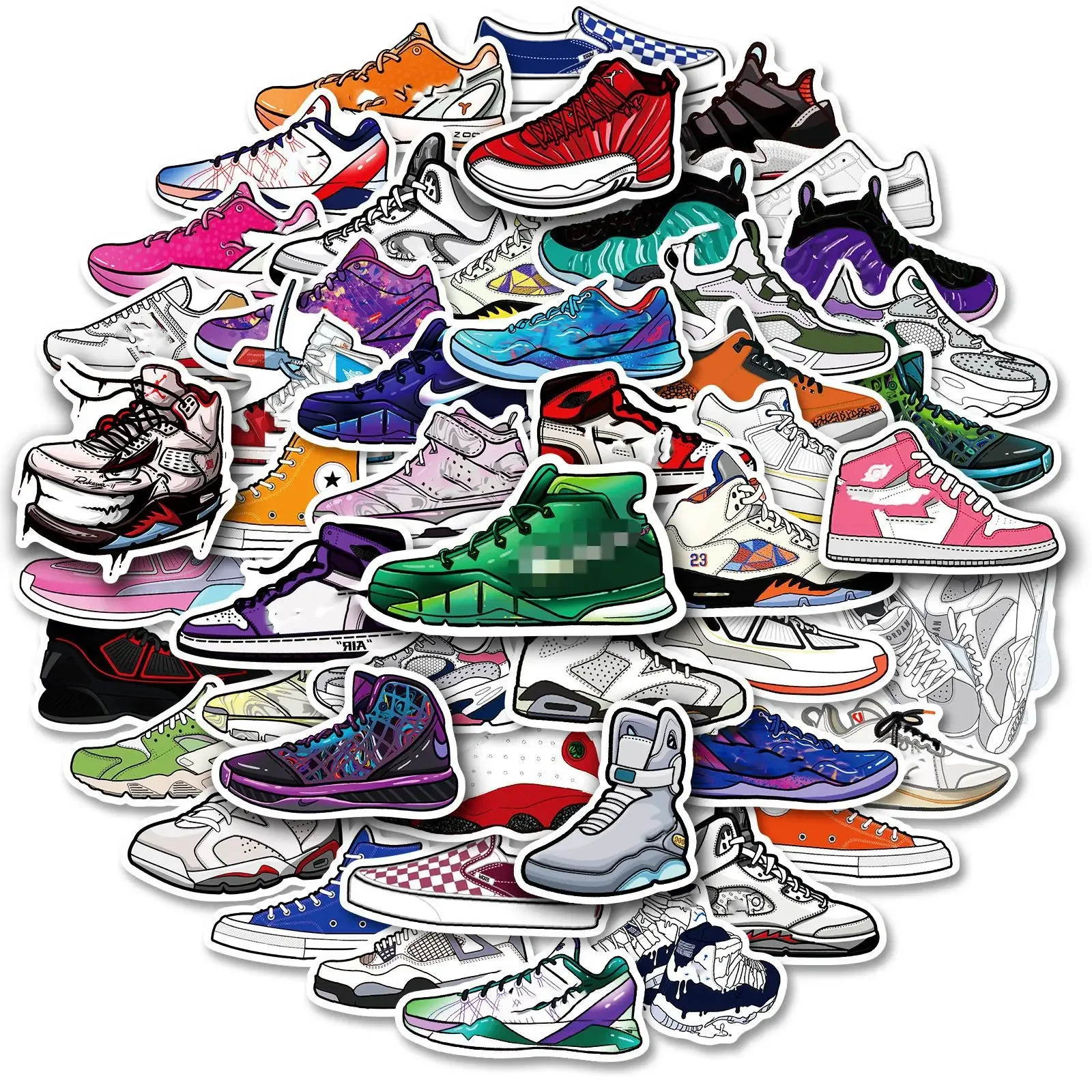 50pcs Trendy Cultural Sneakers for Men and Women Hip-hop Guitar Skateboard Computer Helmet Waterproof Stickers