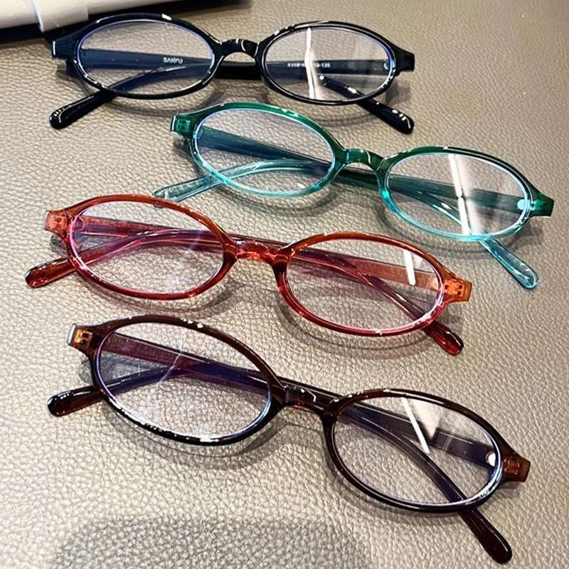 Gafas ovaladas de montura estrecha japonesas para mujer, gafas Vintage Y2K antiluz azul, gafas decorativas Harajuku a la moda
