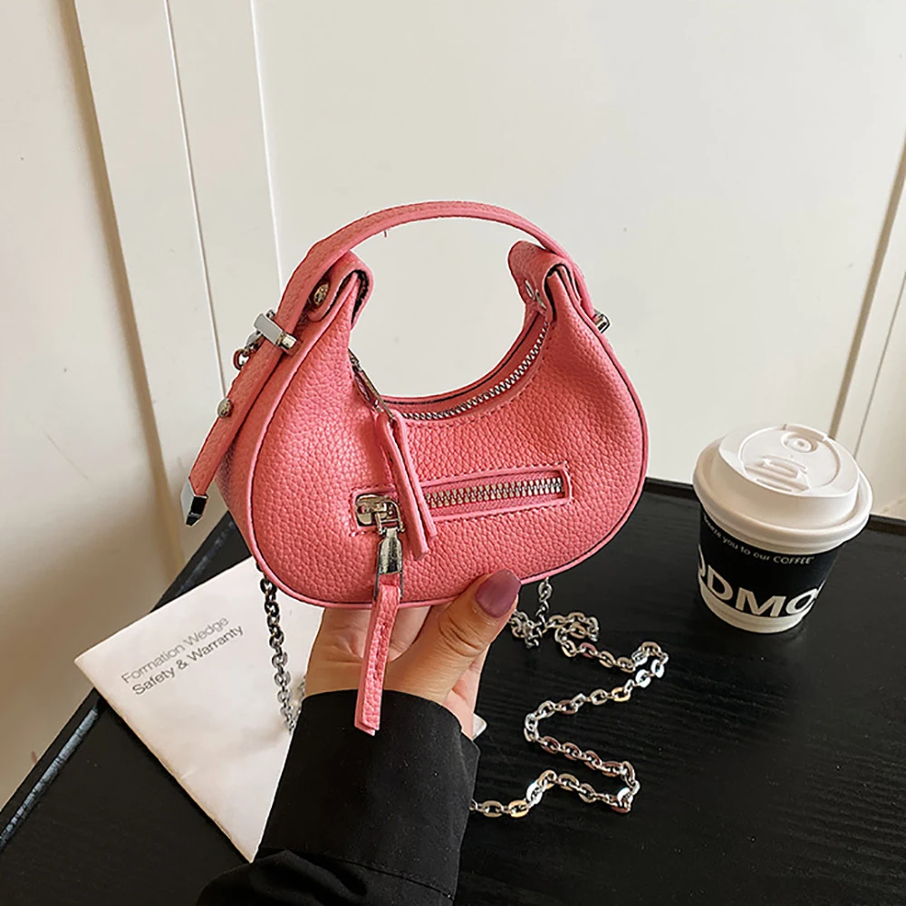 

Summer Chain Rivet Mini Crossbody Bag Women Fashion High Grade Zipper One Shoulder Bags Daily All-Match Commute Lipstick Packs
