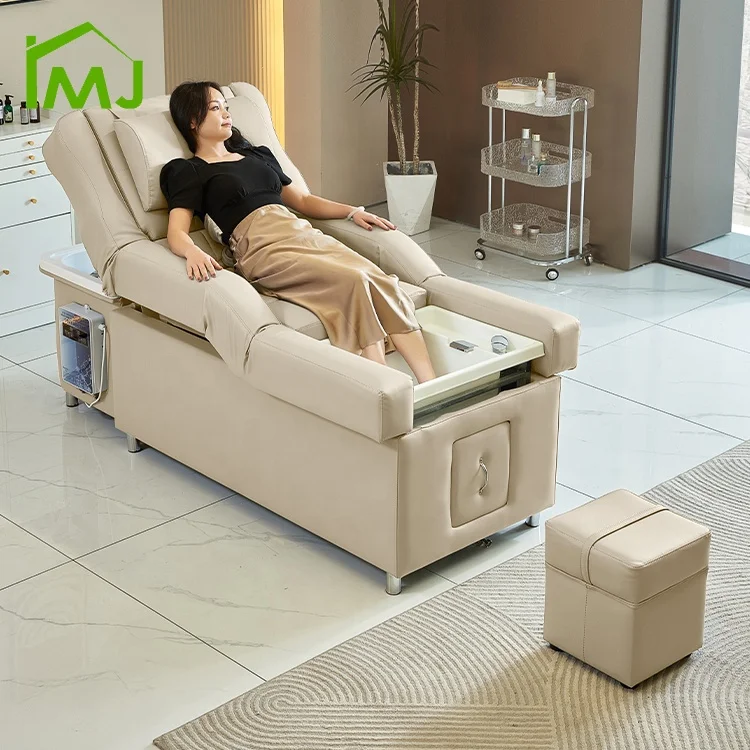 Salon Electric Lifting Head Spa Hair Washing Bed Foot Spa Massage Chair Shampoo Bed