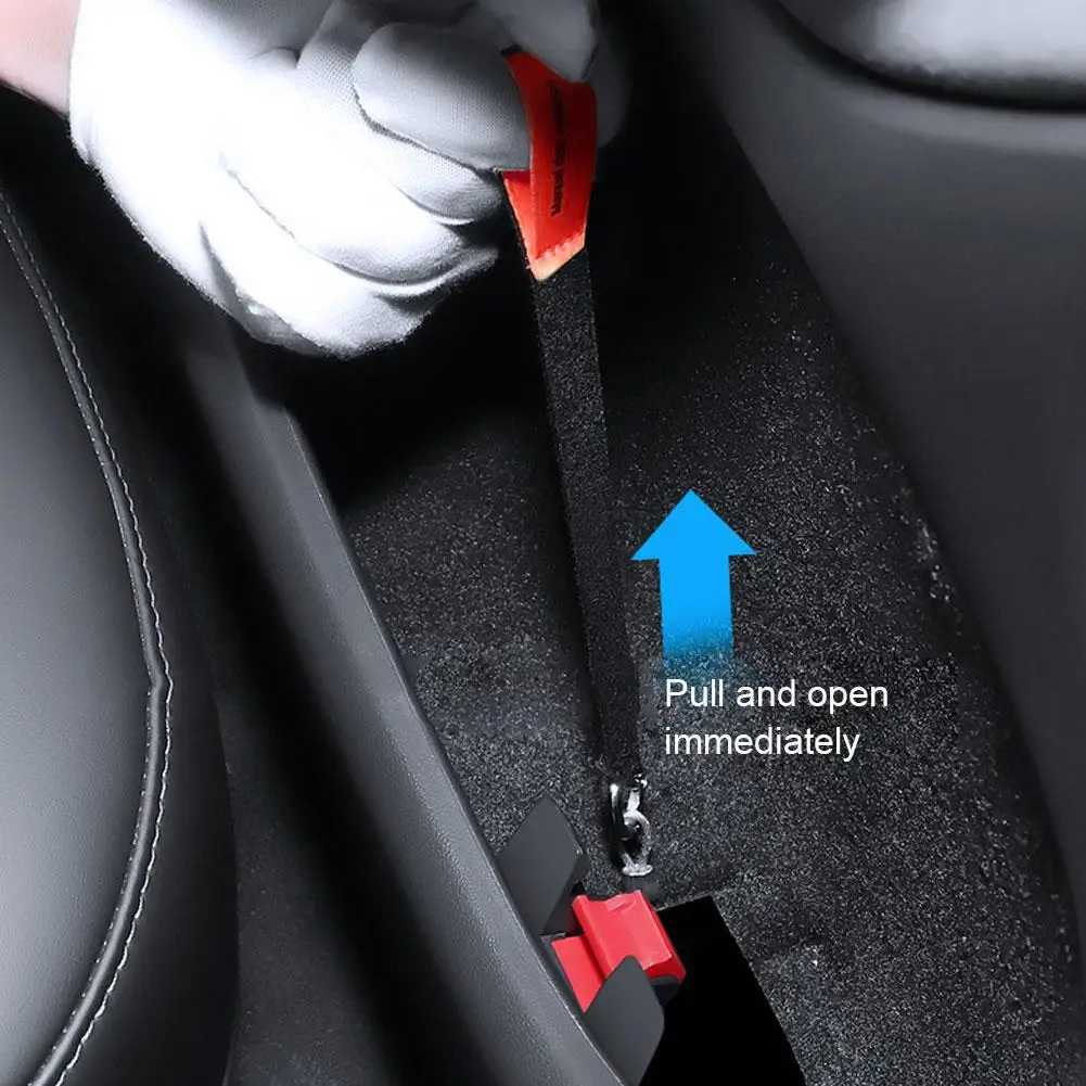 2Pcs Convenient Rear Door Mechanical Switch Handle For Tesla Model Y/3 Rear Door Emergency Safety Puller Button Handle Strap