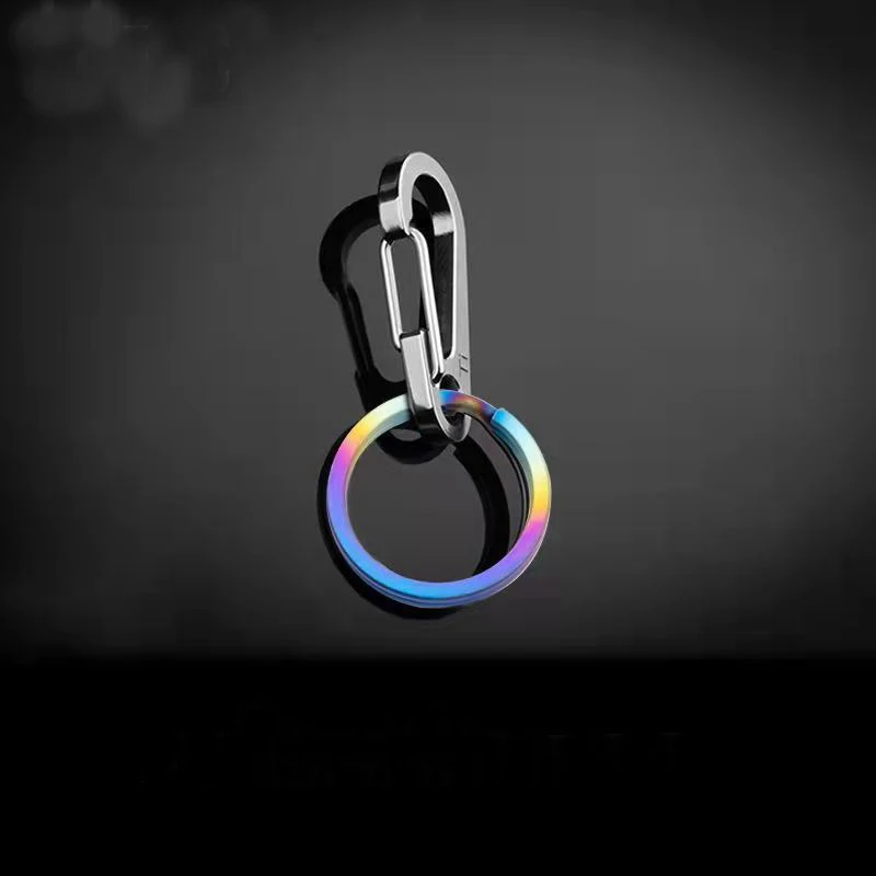 5PCS Multicolor Pure Titanium Key Ring Holder Car Keyring Pendant Round Metal Keychain Accessories