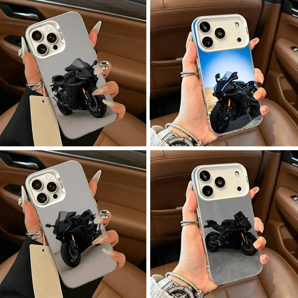 

Y-Ya-ma-YZF-R3-R7-Motorcycle Phone Case For iPhone 11 12 13 14 15 16Pro Max Plus white Sliver Phone Cover