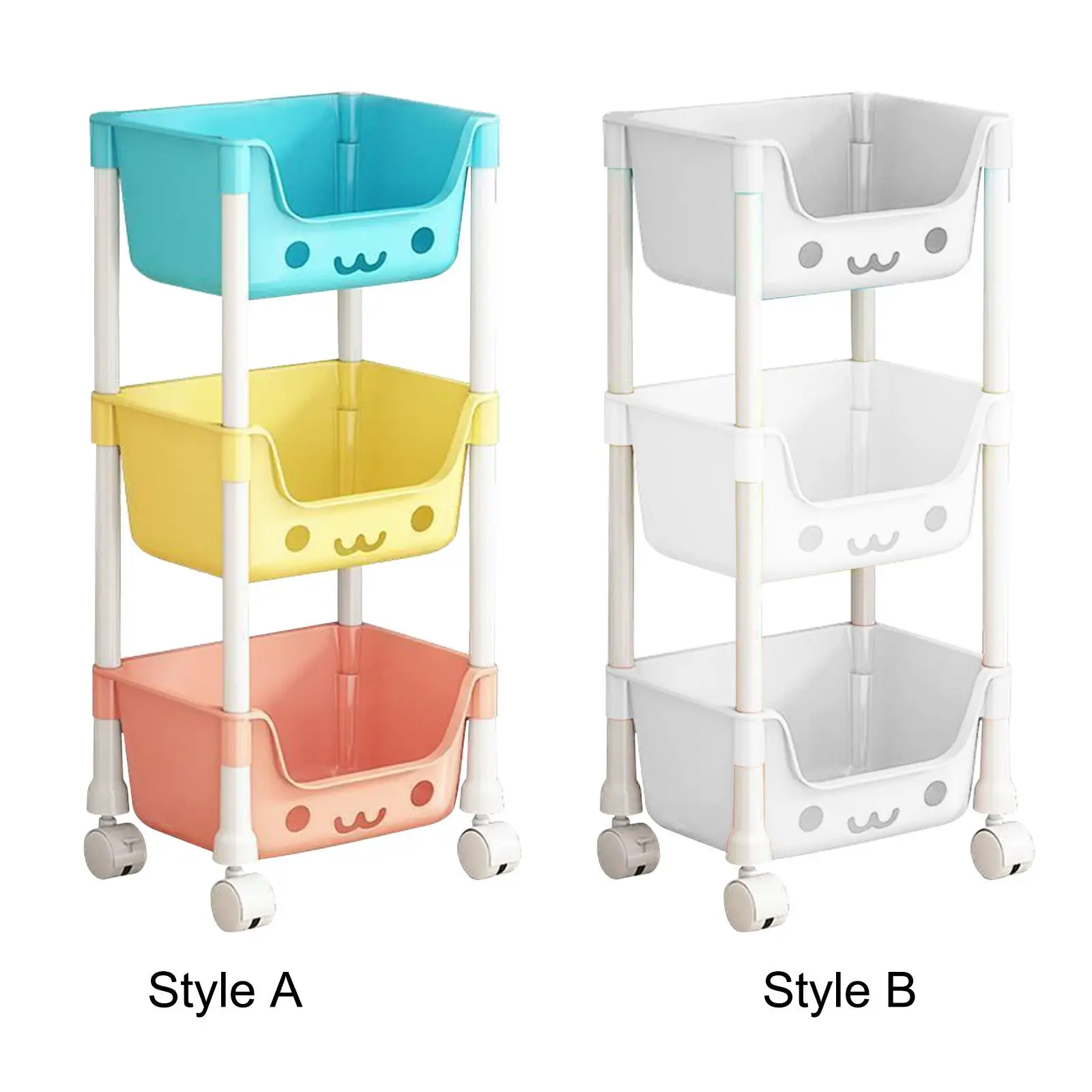 3 Tier Rolling Storage Carts with Wheels Kitchen Organizer Fruits and Vegetable Holder Movable Storage Rack for Kitchen Bathroom