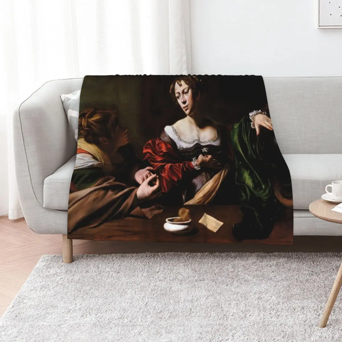 Martha and Mary Magdalene by Caravaggio (c 1598) Throw Blanket Lightweight Cozy Blanket for Bed Sofa