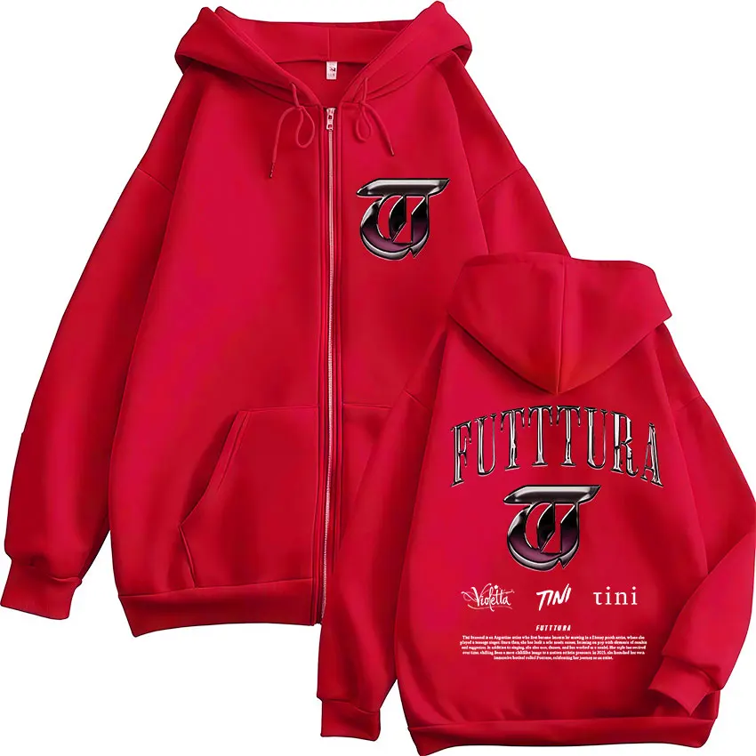 ألبوم جولة المغني الصغير STOESSEL Fectura 2025 قلنسوة بسحاب سترة هاراجوكو الجمالية بلوزات موضة كبيرة الحجم بغطاء للرأس بسحاب