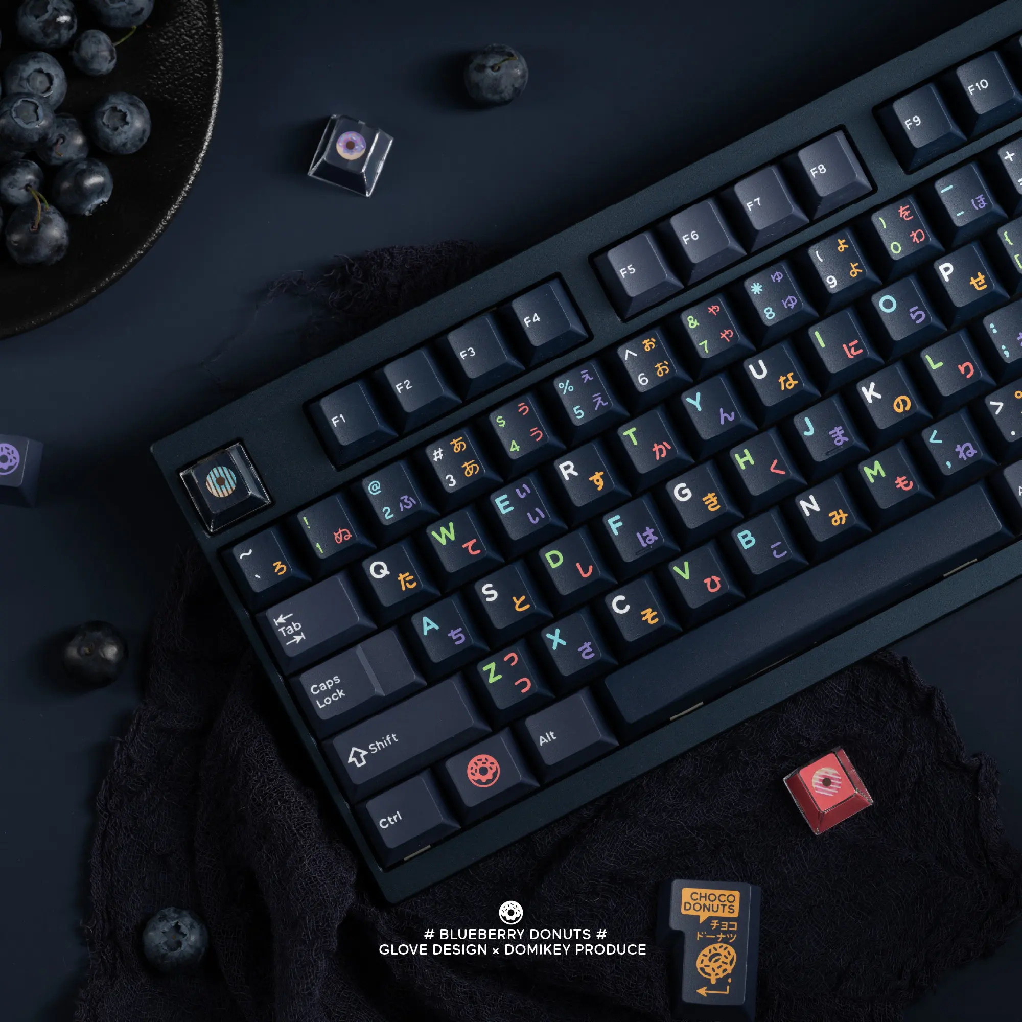 Glove Domikey Keycaps Set Blueberry Donut Themed Keycap ABS Cherry Profile Point Artisan Key Caps Mechanical Keyboard Accessory