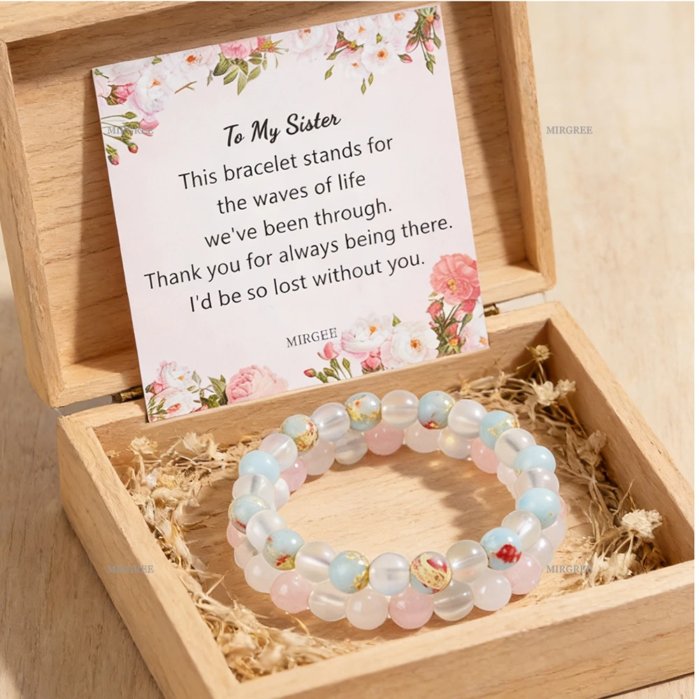 2pcs Sisters Bracelet - Warm Gift for Sisters's Birthday and 2026 Chinese New Year | Thank You for Being My Firm Companion