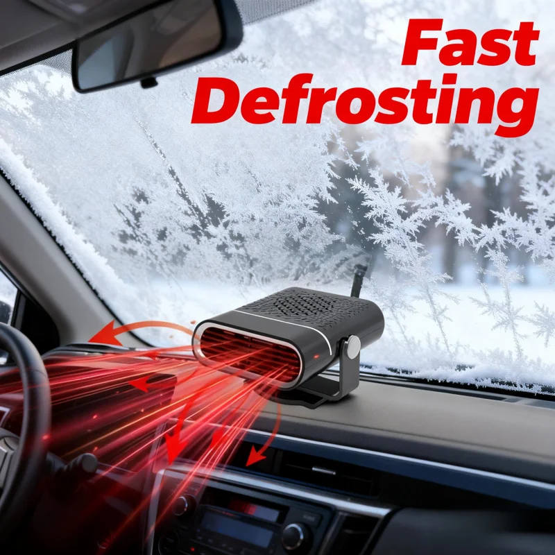

12V Car Heater - ABS Fast Heating Windshield Defroster, Cigarette Lighter Plug, 15A Fuse Compatible for Cars SUVs